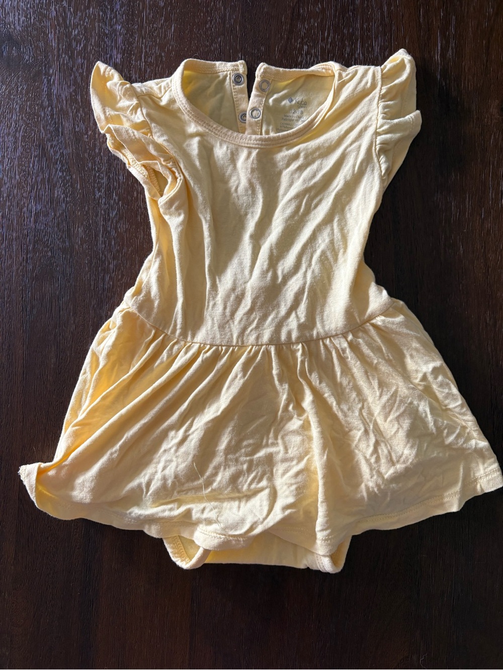 Kyte BABY Soft Yellow Flutter Sleeve Bodysuit Dress
